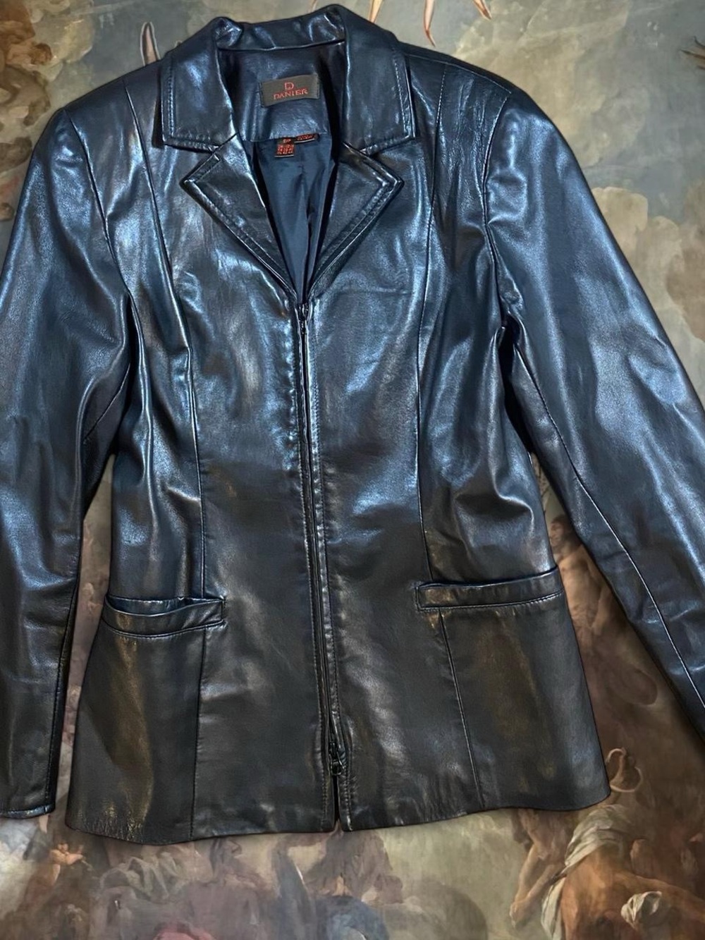 Danier Black Leather Zip Blazer Jacket